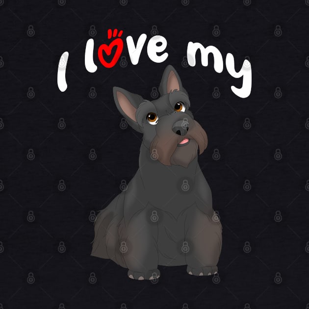 I Love My Black Scottish Terrier Dog by millersye